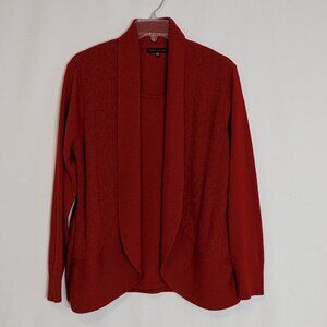 NAPA VALLEY Dark Red Long Sleeve Faux 2 Piece Cardigan Set; Size PXL